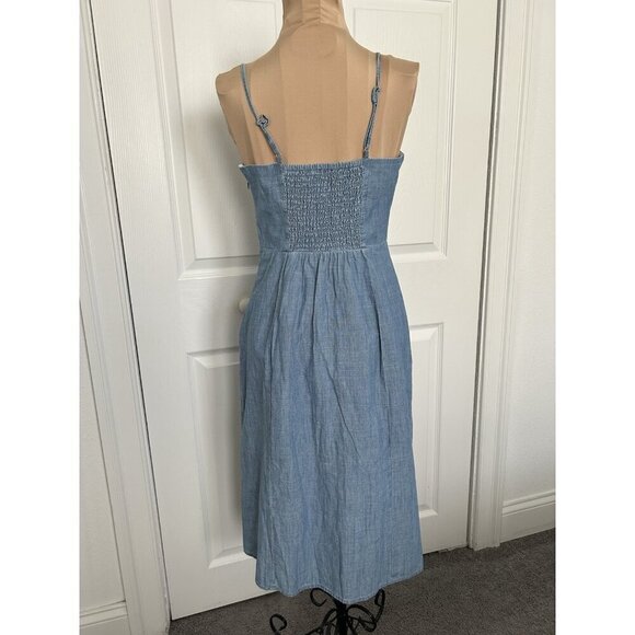J. Crew Women's Chambray Slip Midi Dress Vista Blue Wash Size 6P - Picture 5 of 14